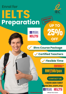 In conjunction with our IELTS Test Centre Launch this Sept'24, we have a special promotion for 1on1 IELTS Preparation Course:) DM us if you have more enquiries:)